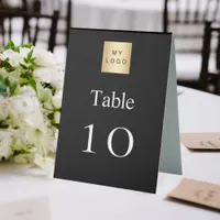 Black white business logo table number table tent sign