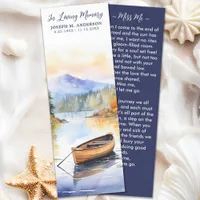 Boat Lake Memorial Sympathy Funeral Prayer Card Bookmarks
