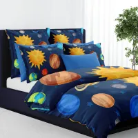 Colorful Solar System Planets Kids Duvet Cover