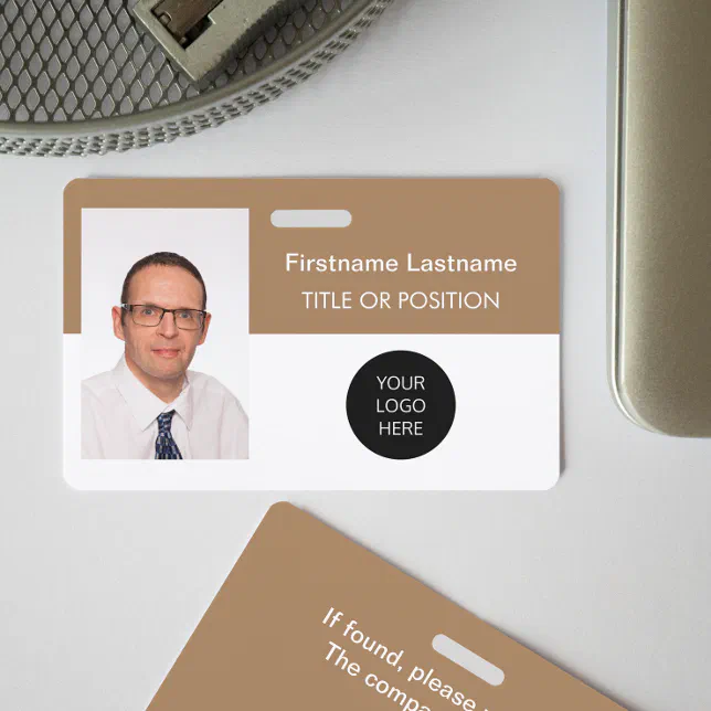 Light Brown Photo ID Name Badge