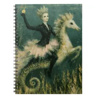 Cute Ballerina Queen on Her Seahorse Notebook