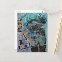 The Retro Working Man Trunk and Saws Collage Postcard