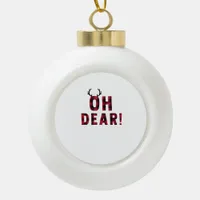 Funny Attitude Oh Dear Plaid Deer Creative Design Ceramic Ball Christmas Ornament