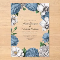 Dusty Blue & Soft Grey Modern Botanical Wedding Acrylic Invitations