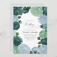 Sage Mint, Ocean Teal & Ice Bluebell Wedding Invitation
