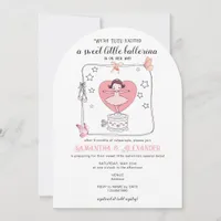 Tutu Excited Ballerina QR Code Display Baby Shower Invitation