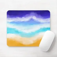 Majestic Ocean Waves Sandy Shore Mouse Pad