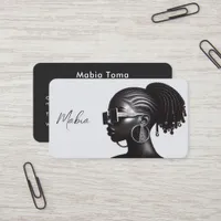 Elegant Ebony Black Woman Hair Salon Branding Business Card