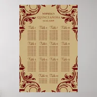 Rustic Red Gold seating plan poster