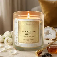 Luxury White Gold Agate Elegant Shiny Candle Label