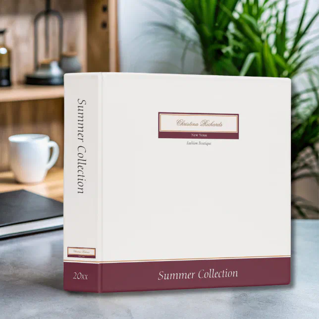 Classy Burgundy Ivory 3 Ring Binder