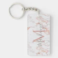 Elegant Blush Pink | Rose Gold Foil Monogram Photo Keychain