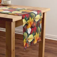 Ephemeral Autumn Foliage in Watercolor Vivid Bold  Short Table Runner