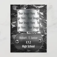 distress gray camo Graduation photo Invitation