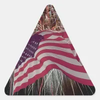 American Flag and Fireworks Triangle Sticker