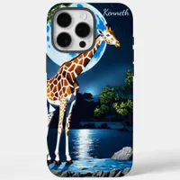 Giraffe Under Full Moon iPhone 16 Pro Max Case