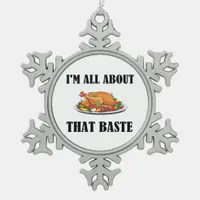 All About That Baste Classic Artistic Design Snowflake Pewter Christmas Ornament