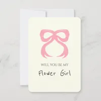 Whimsical Chic Pink Bow Flower Girl Proposal Card