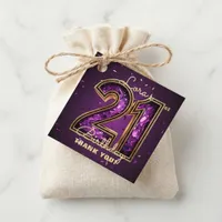 Elegant Purple Amethyst Gold 21st Birthday Party Favor Tags