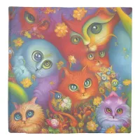 Colorful Crazy Kitty Cat Kitten Collage Duvet Cover