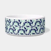 Elegant Art Nouveau Mint Blue Black Cat-Whimsical  Bowl