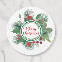 Winter Greenery Wreath Merry Christmas Favor Tags