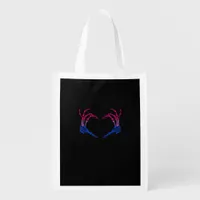 Skeleton Heart Bisexual Lgbt-Q Pride Skull Hand Grocery Bag