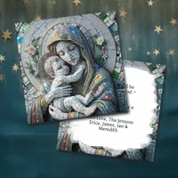 Virgin Mary and Baby Jesus | Religious Mosaic Card