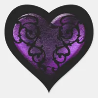 Filigree Goth Purple Heart Heart Sticker