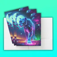 Moon and Panther Holographic Neon Colorful | Pocket Folder