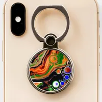 Personalized Orange, Blue, Green, Black Fluid Art  Phone Ring Stand
