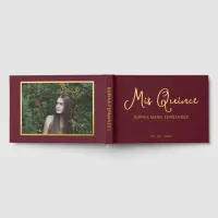 Elegant Modern Burgundy Photo Quinceañera Foil Guest Book