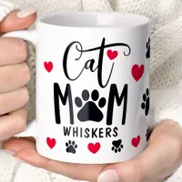 Red Cat Mom Pawprint Personalized Pet Photo  Coffee Mug
