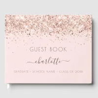 Graduation party blush pink rose gold 2025 guest book