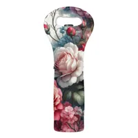 Timeless Rose Floral Charm Wine Bag