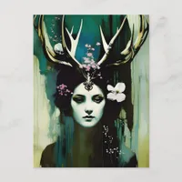 Pagan Woman With Antlers Postcard