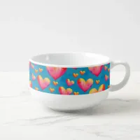 Multicolored Watercolor Hearts Soup Mug