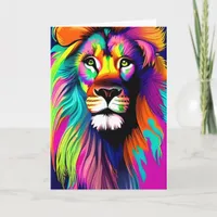 Colorful Lion Digital Art Card