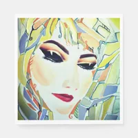 Surreal girl watercolor painting paper napkins