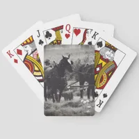 Making Hay With Horses Black and White Poker Cards