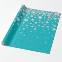 Teal green glitter with diamonds wrapping paper