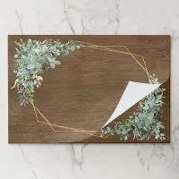 Rustic Wood Eucalyptus Greenery Gold Geometric Wed Paper Pad