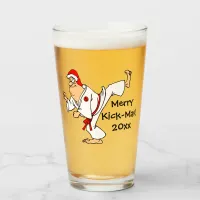 Martial Arts Merry Kick-Mas Christmas Glass