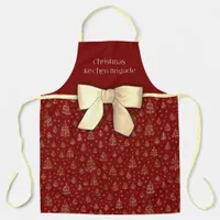 Christmas kitchen brigade bow little pine trees apron