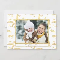 Rustic Gold Foil Branch Christmas Photo Holiday Card