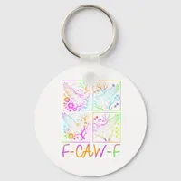 Raven F-Caw-F Colorful Neon Goth Bird Funny  Keychain