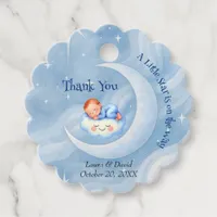 Baby Boy Shower Invite Moonlight Stars Watercolor Favor Tags