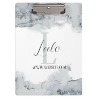 Monogram & Name Affirmation Watercolor Gray Clipbo Clipboard