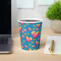 Multicolored Watercolor Hearts Paper Cups