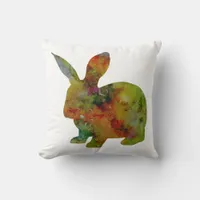 Pretty Watercolor Rabbit Throw Pillow